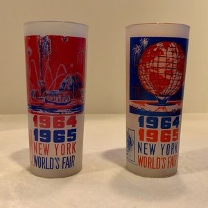 (2) 1964 1965 New York World’s Fair Frosted Glasses